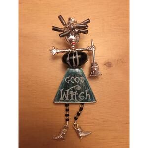 Womens Vintage Halloween Witch clasp Pin “Good Witch Bad Witch”